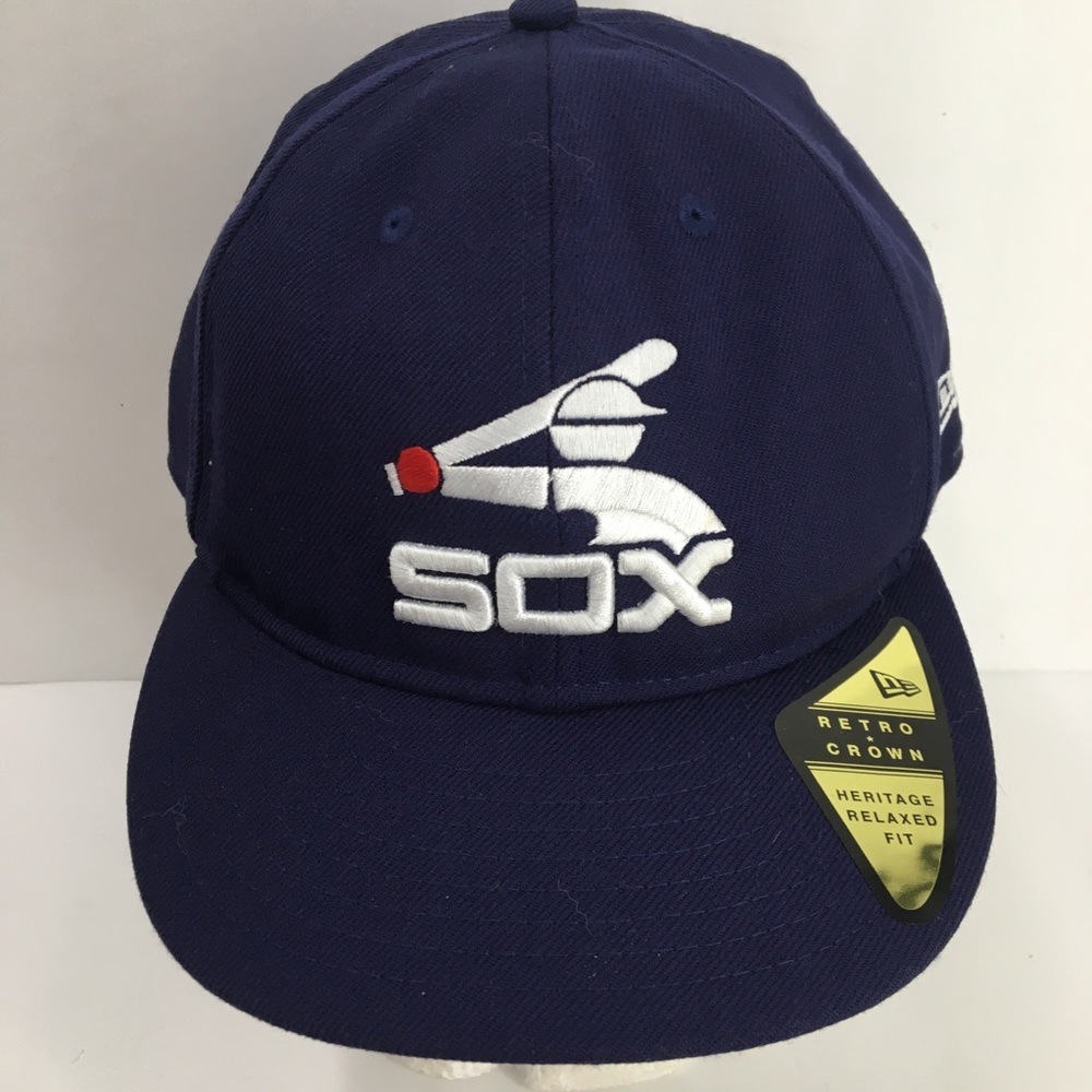 New Era Retro Logo Chicago Whitesox 7 1/2 fitted Copperstown Navy Blue Hat Cap